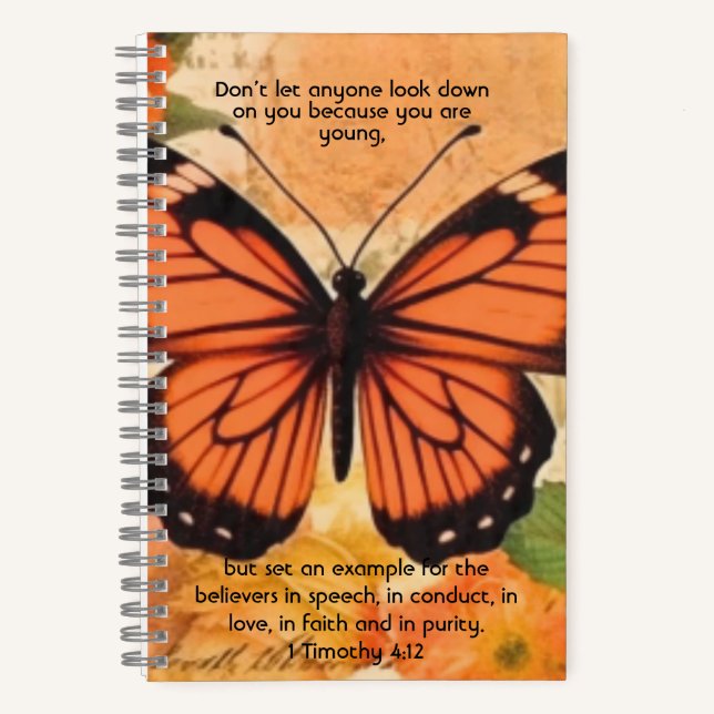 Carnet Butterfly Notebook 1 Timothy 4:12 (Recto)