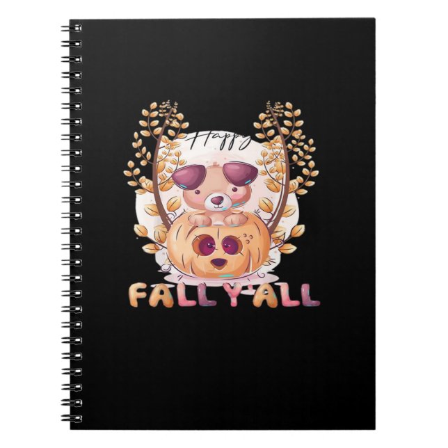 Carnet C’est l’automne les amis Citrouille Halloween Chat (Devant)