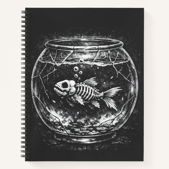 Carnet "Ça va super" - Poisson rouge squelette par BurnsI (Devant)