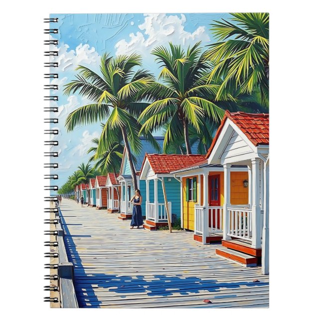 Carnet Cabanes de plage tropicales colorées (Devant)