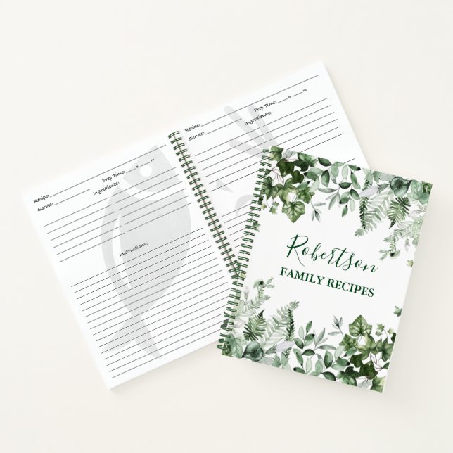 Carnet Cabine famille Aquarelle Ivy Sage Ferns Recette (Intérieur)