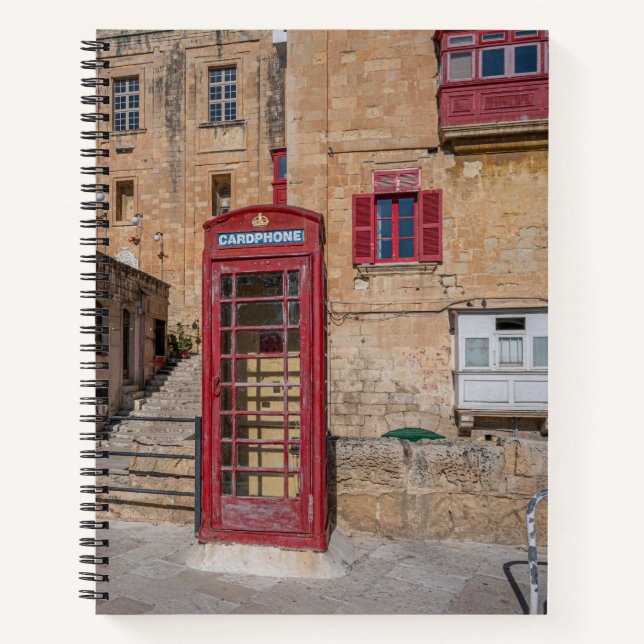 Carnet Cabine téléphonique rouge à La Valette Malte (Devant)