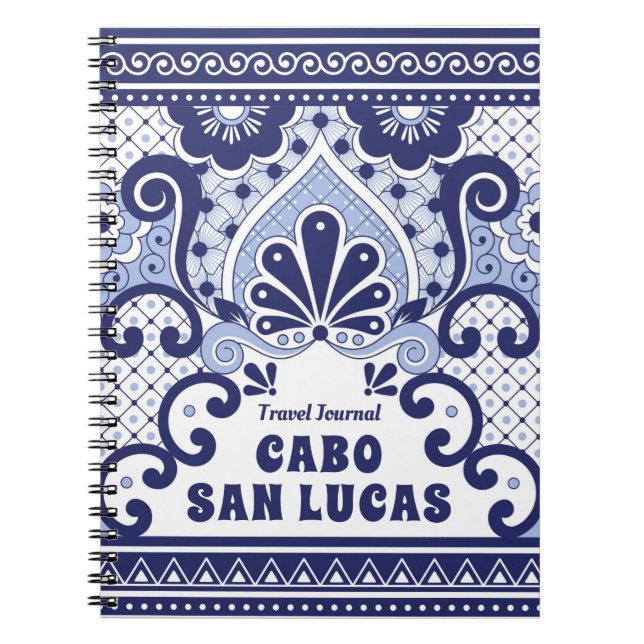 Carnet Cabo San Lucas Bleu & Blanc Carrelage Talavera Mex (Devant)