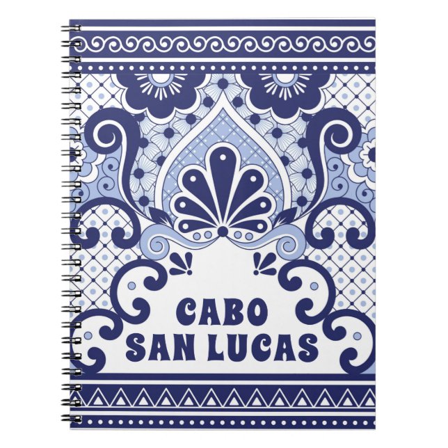 Carnet Cabo San Lucas Bleu & Blanc Carrelage Talavera Mex (Devant)
