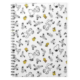 Carnet cacahuètes   Snoopy & Woodstock B&W Flower Motif