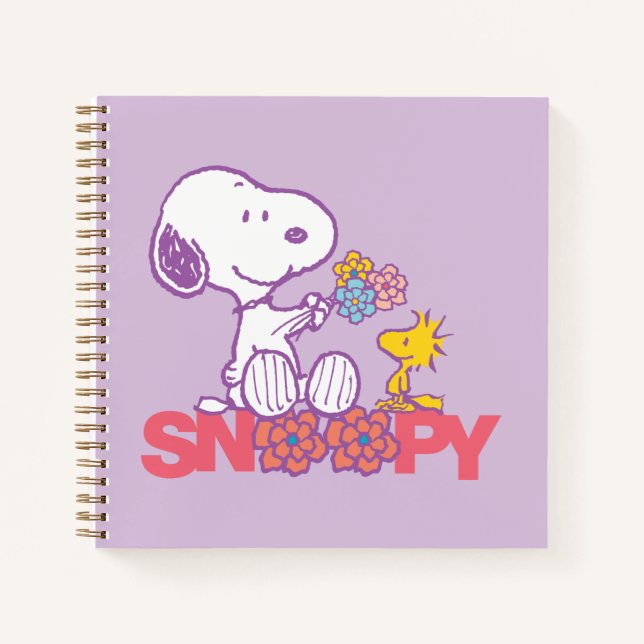 Carnet cacahuètes | Snoopy & Woodstock Flowers (Devant)