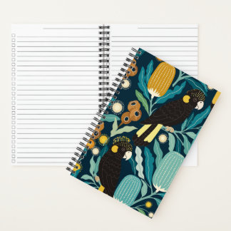 Carnet Cacatoès noir australien et floral natif Banksia