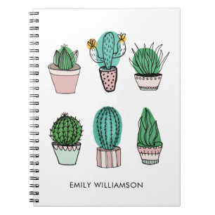 Carnet Cacti succulents illustration personalized name