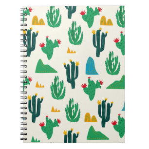 Carnet Cactus abstrait à fleurs incolore motif sur