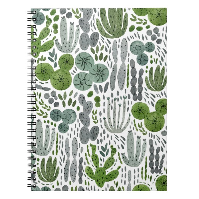 Carnet Cactus Aquarelle main peint Motif (Devant)