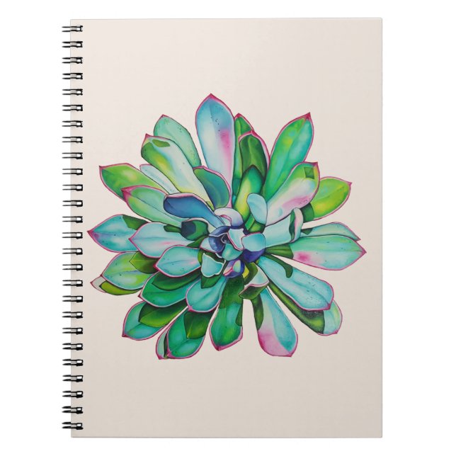 Carnet Cactus avec peinture à l'huile feuille à pointe ro (Devant)