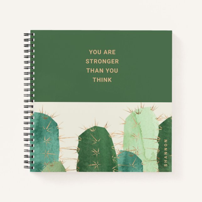 Carnet Cactus du désert vert - Citation inspirante (Devant)
