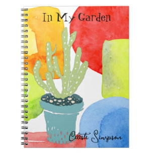 Carnet Cactus en pot coloré personnalisé