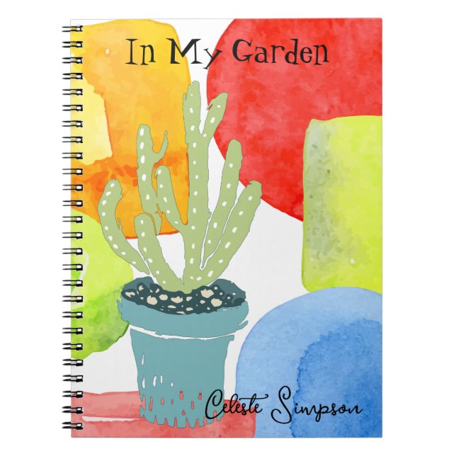 Carnet Cactus en pot coloré personnalisé (Devant)