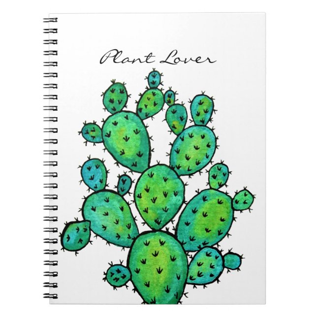 Carnet Cactus épineux d'aquarelle magnifique (Devant)