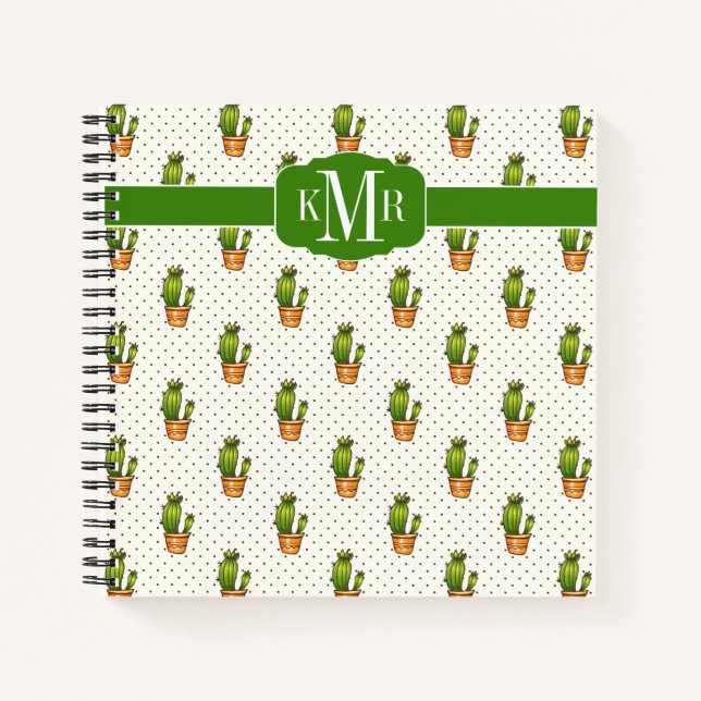 Carnet Cactus et Motif de point de polk Succulent (Devant)
