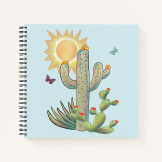Carnet Cactus et papillons sur Aqua