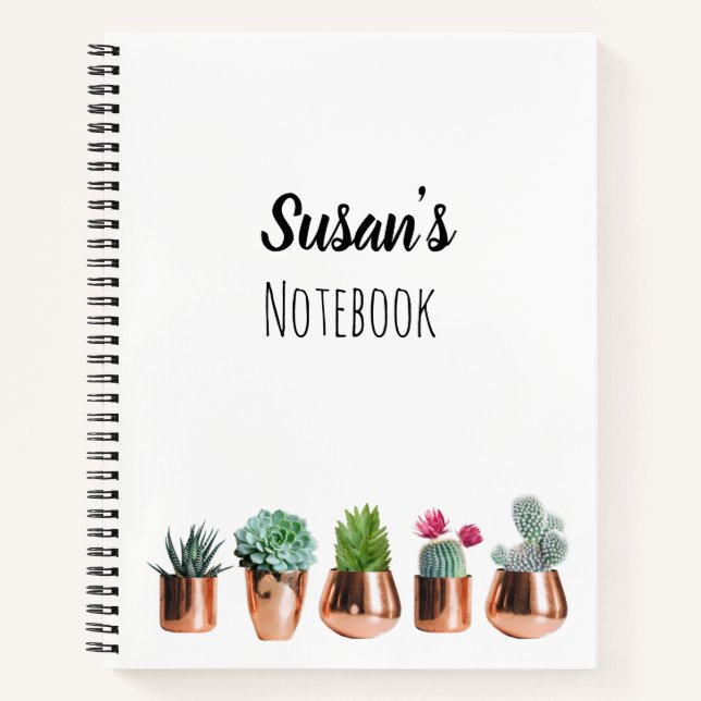 Carnet Cactus et succulents dans des pots d'or Roses (Devant)