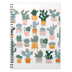 Carnet Cactus et succulents en pots sur arrière - plan bl