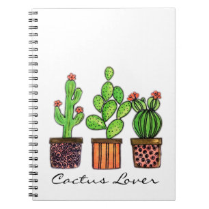 Carnet Cactus mignon d'aquarelle dans des pots