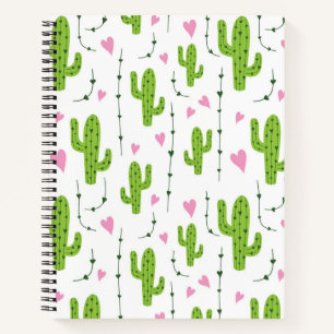 Carnet Cactus mignons avec le coeur en vert