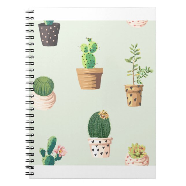Carnet Cactus Plante Pots Fleurs Motif mignonne (Devant)