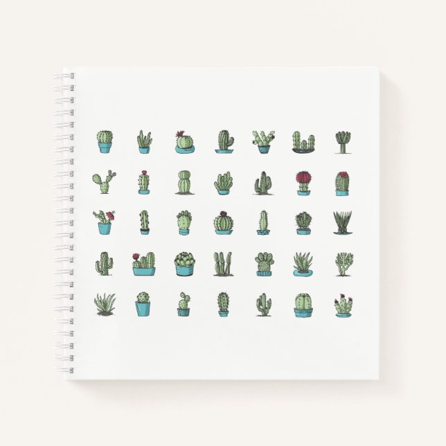 Carnet Cactus Succulentes Plantes Dessinées à la Main Bot (Devant)