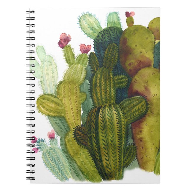 Carnet Cactus, succulents : aquarelle vintage. (Devant)