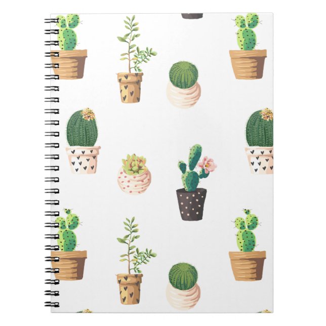 Carnet Cactus Succulents de Dessert Vert dans les pots (Devant)