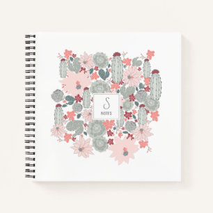 Carnet Cactus Succulents rose vert Motif personnalisé