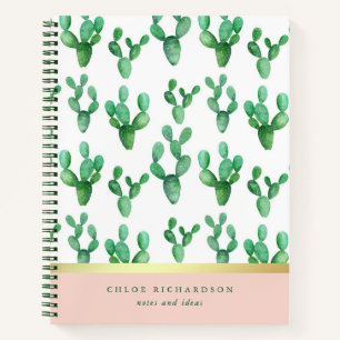 Carnet Cactus tendance Blush et Faux Gold Desert Motif