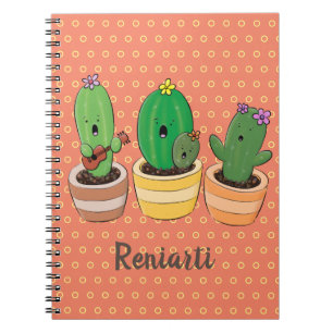 Carnet Cactus trio chantante mignonne dessin animé