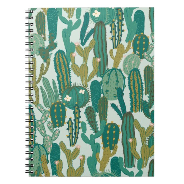 Carnet Cactus Vert texture Vintage répétée (Devant)