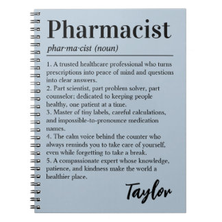 Carnet Cadeau bleu poussiéreux Définition de Pharmacien P