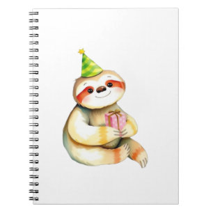 Carnet Cadeau d'anniversaire de paresseux chapeau de fête