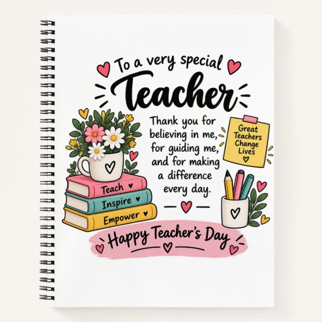 Carnet Cadeau d'appréciation pour l'enseignant | Bonne fê (Devant)