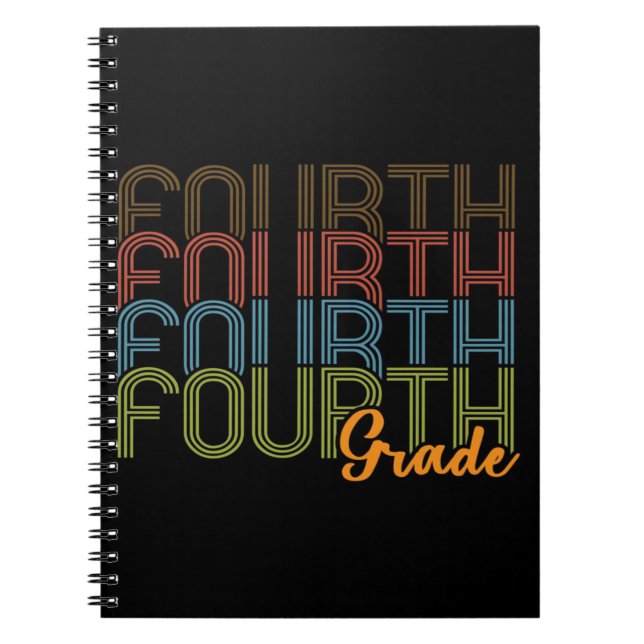 Carnet Cadeau de 4e année Rétro Quatrième Grand | École (Devant)