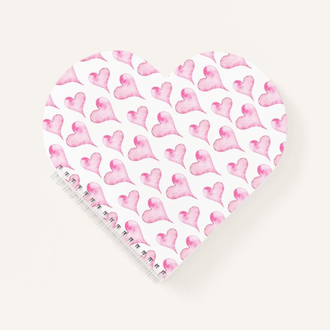 Carnet Cadeau de la Saint-Valentin Cœurs roses à l'aquare (Devant)