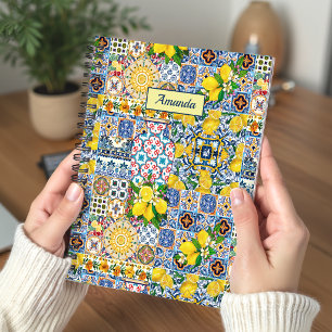 Carnet Cadeau de monogramme en carreau orange méditerrané