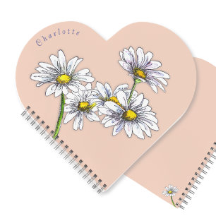 Carnet Cadeau de Noël Bohème Aquarelle Daisy Peach Heart