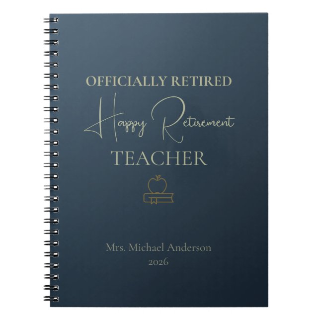 Carnet Cadeau de retraite d'enseignant officiellement ret (Devant)