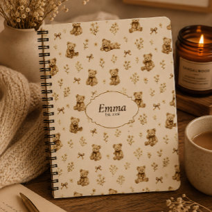 Carnet Cadeau d'ours en peluche coquette cottagecore nom