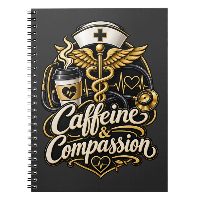 Carnet Cadeau drôle d'infirmière Caffeine & Compassion (Devant)