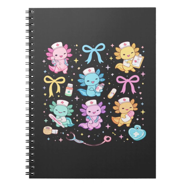 Carnet Cadeau mignon et kawaii d'infirmière axolotl pour  (Devant)