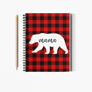 Carnet Cadeau moderne Rouge Plaid Et Blanc Mama Ours