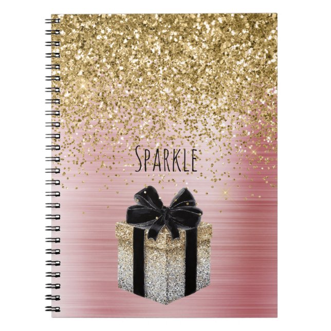 Carnet Cadeau Paillettes Dorées Ruban Noir (Devant)