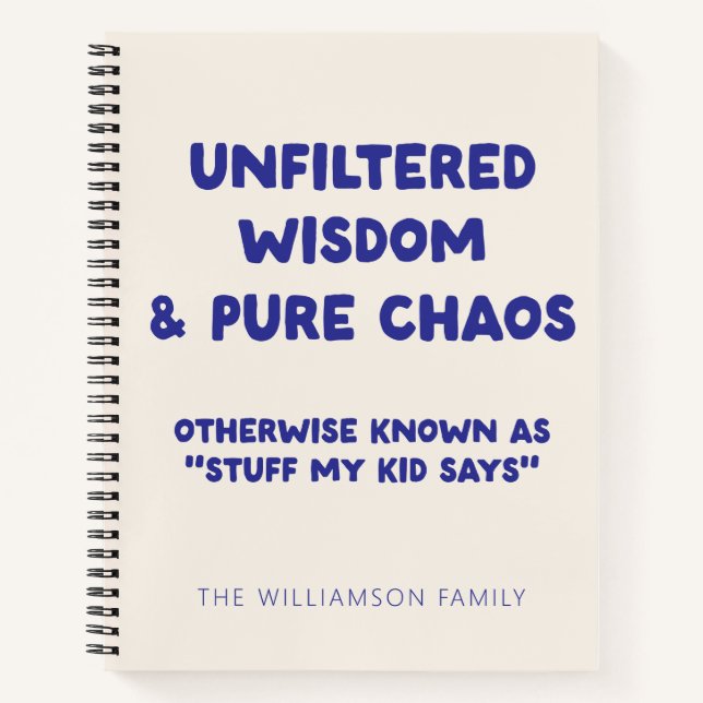 Carnet Cadeau Personnalisé Citation Drôle d'Enfant Humour (Devant)