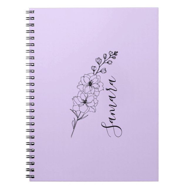 Carnet Cadeau personnalisé juillet Fleur de naissance Del (Devant)