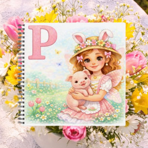 Carnet Cadeau personnalisé P cochon pour filles
