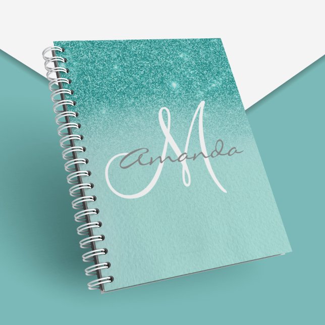Carnet Cadeau personnalisé turquoise ombré monogramme (Créateur téléchargé)